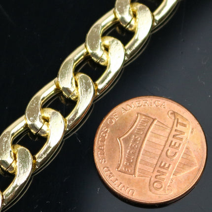 10 ft Aluminum Chain Facet Curb Chain - Gold TARNISH Resistant Tarnish FREE Anti Tarnished Gold Finished  - 13x9mm 2.7mm Chunky - A055
