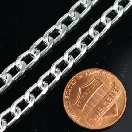 10 ft Aluminum Chain Facet Curb Chain - Silver TARNISH Resistant Tarnish FREE Anti Tarnished Silver Finished - 9x5mm 1.5mm thickness - A049