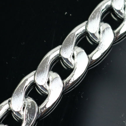 3ft Aluminum Chain Chunky Facet Curb Chain - Silver TARNISH Resistant Tarnish FREE Anti Tarnished Silver Finished  - 17x11mm 3.0mm - A057