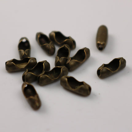 100 pcs Ball Chain Connector - 1.5mm Antique Brass Bronze - Clasp Insert type - Wholesale Lot