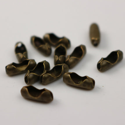 100 pcs Ball Chain Connector - 3.2mm Antique Copper - Clasp Insert type - Wholesale Lot