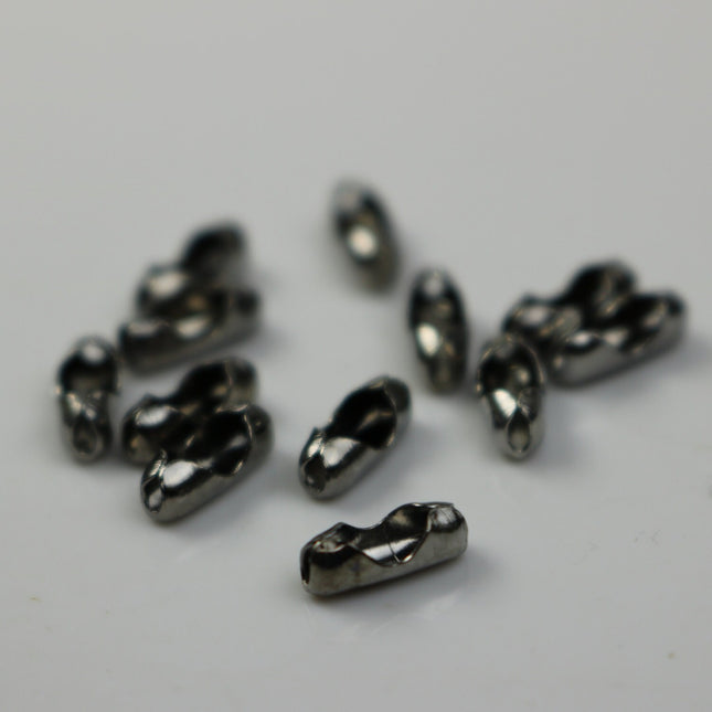 100 pcs Ball Chain Connector - 1.5mm Gunmetal - Clasp Insert type - Wholesale Lot