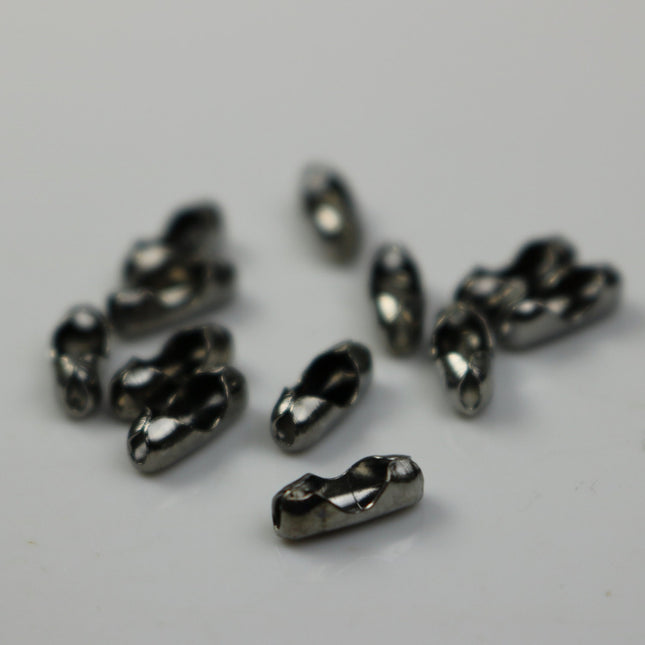 100 pcs Ball Chain Connector - 2.0mm Gunmetal - Clasp Insert type - Wholesale Lot