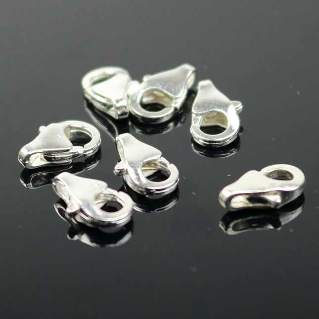 50 pcs Sterling Silver Lobster Clasp - 10mm Sterling Silver Plated Clasp with Open Jumpring (50pcs)