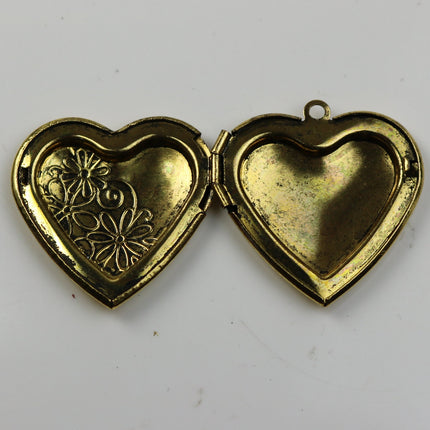5 pcs Antique GOLD Heart Locket Pendant Charm - 29x29mm 7mm thickness - Brass Locket Pendant Charm