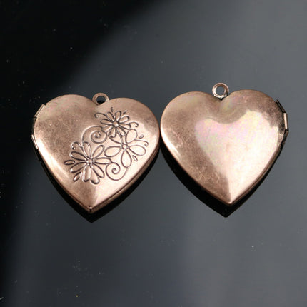 5 pcs Antique Copper Heart Locket Pendant Charm - 29x29mm 7mm thickness - Brass Locket Pendant Charm