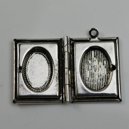 Stainless Steel / Antique Silver Book Locket Pendant Charm - 20x27mm 4.3mm thickness - Brass Locket Pendant Charm