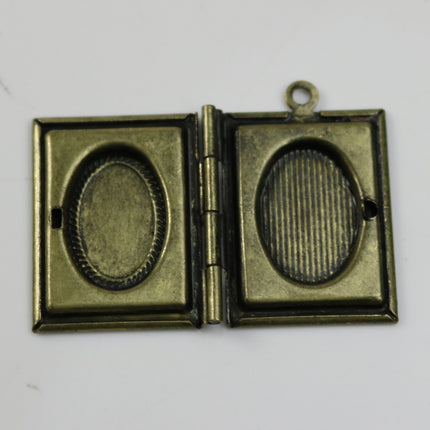 Book Locket Pendant Charm - 20x27mm 4.3mm thickness - Brass Locket Pendant Charm