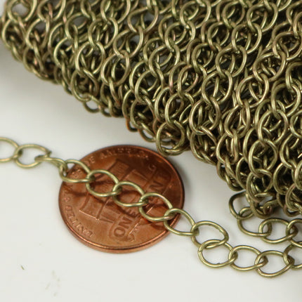 10 ft Antique Brass Bronze Solder Curb Chain LARGE EXTENDER Chain - 5.9x4.6mm - 5946CU