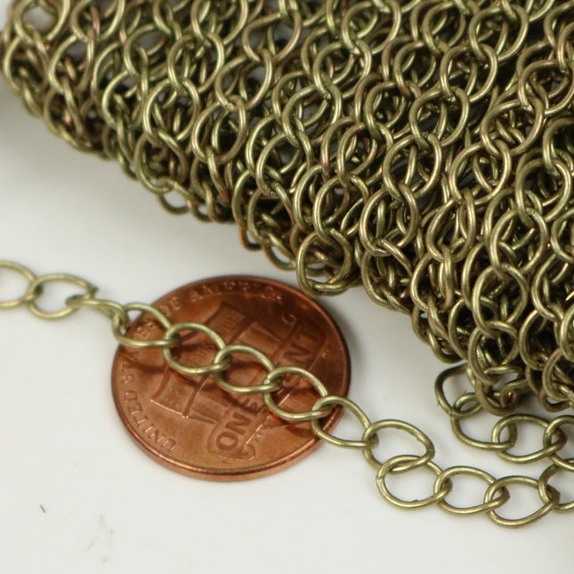 10 ft Antique Brass Bronze Solder Curb Chain LARGE EXTENDER Chain - 5.9x4.6mm - 5946CU