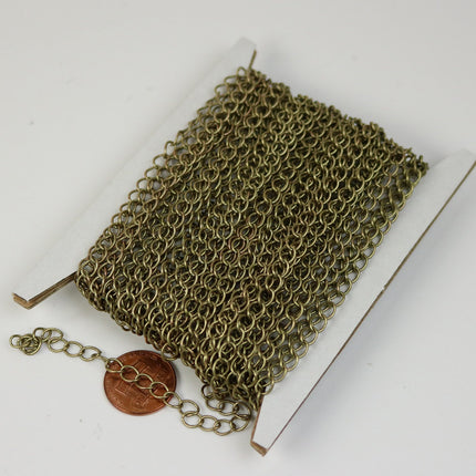 10 ft Antique Brass Bronze Solder Curb Chain LARGE EXTENDER Chain - 5.9x4.6mm - 5946CU