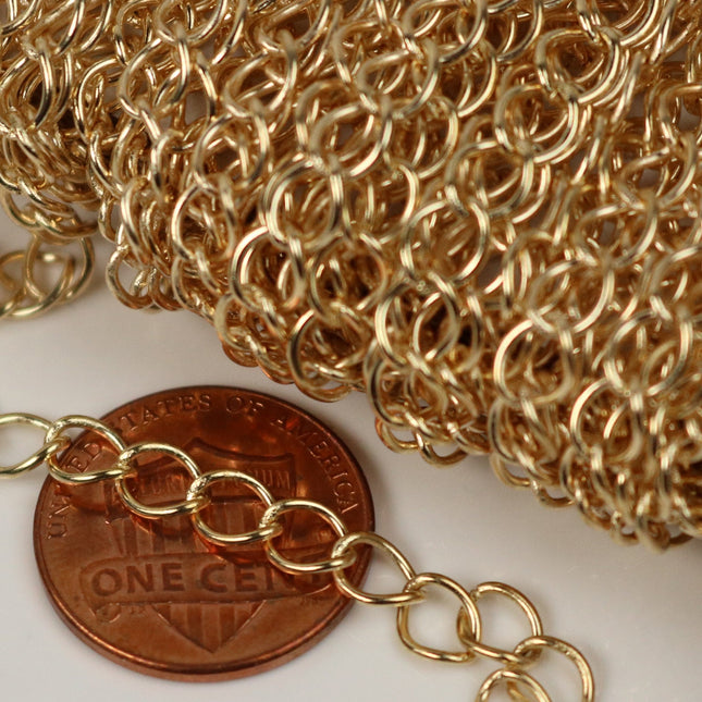 32 ft Pinky Gold Champagne Gold Plated Solder Curb Chain LARGE EXTENDER Chain - 5.9x4.6mm - 5946CU