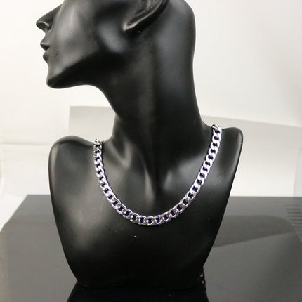 Stainless Steel MEN's Chunky Cuban Curb Chain Ready to Wear Necklace - 22 inch (55 cm) 8mm width 2.5mm Thickness