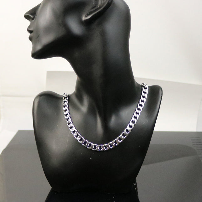 Stainless Steel MEN's Chunky Cuban Curb Chain Ready to Wear Necklace - 22 inch (55 cm) 8mm width 2.5mm Thickness