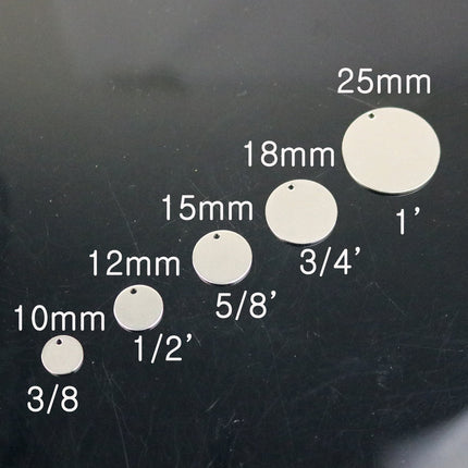 50 pcs of 1" Stainless Steel Stamping Blanks - 1 inch 25 mm 18 gauge 1.0mm thickness - Blank Stamping Metal Flat Discs Tags