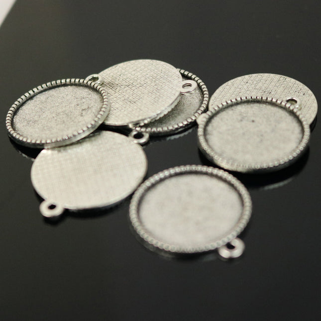 1/10/50 Pcs Round Antique Silver Bezel - for 20mm 13/16inch  - Circle Pendant Blank Bezel . for Cabochon Cameo Pendants, Photo Jewelry