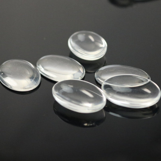 50 Glass Cabochons - 18x25mm - 5mm thickness - 3/4'x1' inch Oval Domed Magnifying Clear Glass Cabochon for Cameo Pendants, Photo Jewelry