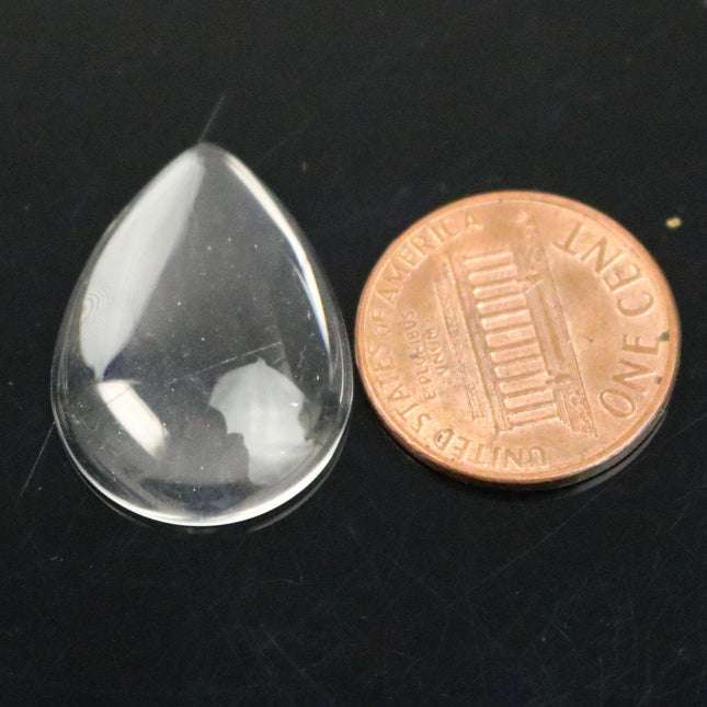 100 Glass Cabochons - 18x25mm - 5mm thickness - 3/4'x1' inch Tear Drop Magnifying Clear Glass Cabochon for Cameo Pendants, Photo Jewelry