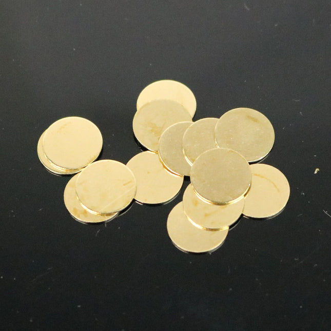 50 pcs of 10mm 3/8 inch raw BRASS Stamping Blanks No Hole - 10mm 3/8 inch 24 gauge 0.5mm thickness - GOLD Color Blank Stamping Discs Tags