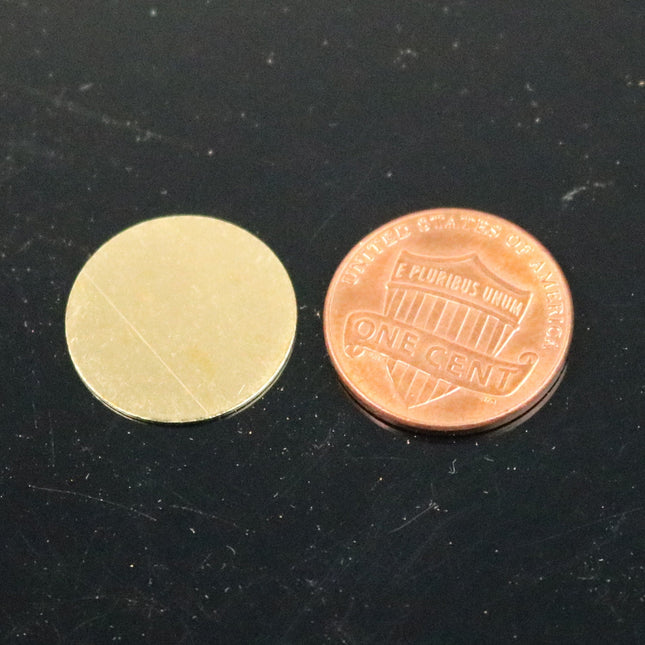 50 pcs of 18mm 3/4 inch raw BRASS Stamping Blanks No Hole - 18mm 3/4 inch 24 gauge 0.5mm thickness - GOLD Color Blank Stamping Discs Tags