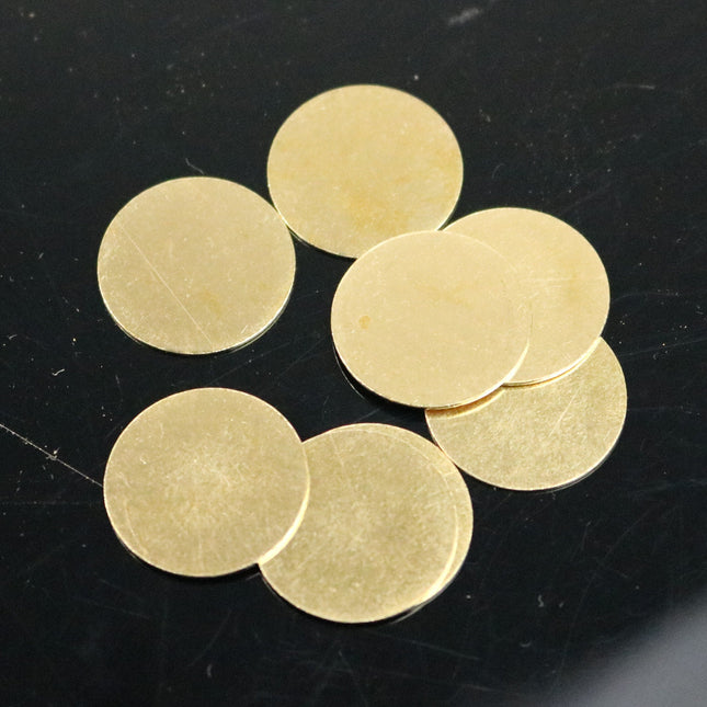 50 pcs of 18mm 3/4 inch raw BRASS Stamping Blanks No Hole - 18mm 3/4 inch 24 gauge 0.5mm thickness - GOLD Color Blank Stamping Discs Tags