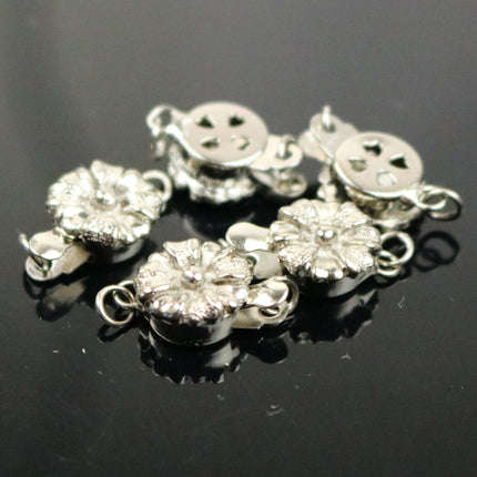 10 sets Box Clasp - Rhodium Plated Filigree Flower Box Clasp - 15x9mm - BC205