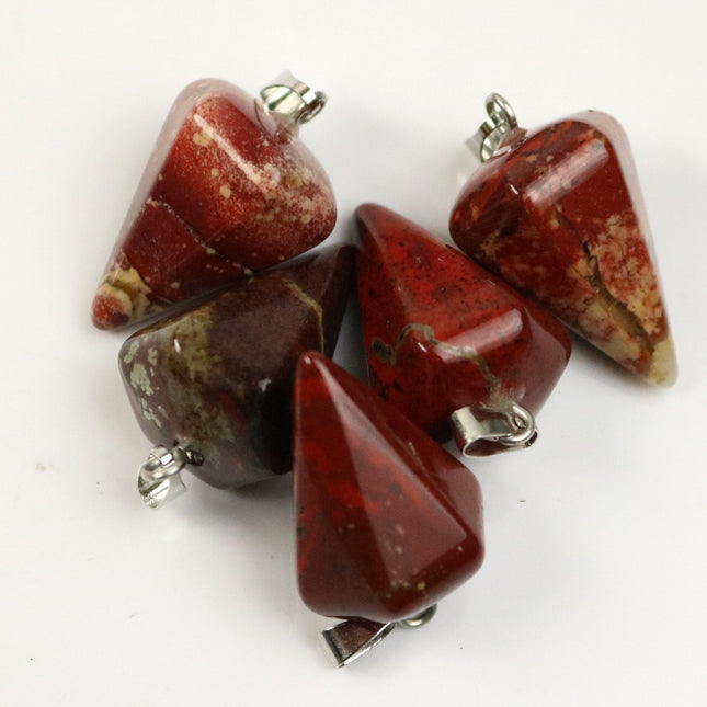 1, 5, 10pcs Hex POINT Charm Point Pendant - 14x21mm 9/16x13/16inch - Brecciated Jasper Gemstone Crystal Pendant U-Pick