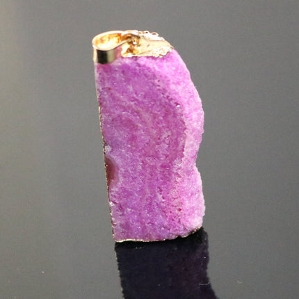 Druzy Pendant PINK Agate Raw Gemstone Pendant, Drusy Natural Stone Pendant  - 20-30mm x 30-40mm 9 mm + thickness