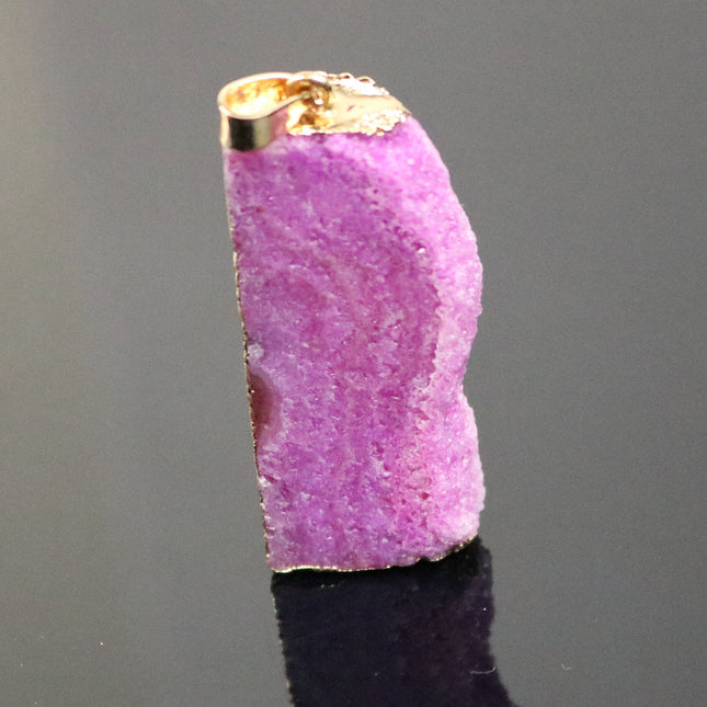 Druzy Pendant PINK Agate Raw Gemstone Pendant, Drusy Natural Stone Pendant  - 20-30mm x 30-40mm 9 mm + thickness
