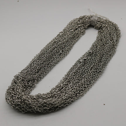 5 pcs of Ready to wear Chunky Cable Chain Necklace 60cm (about 24inch) - Rhodium Plated 5x3.5mm 0.9mm Cable Chain Necklace w/ Lobster Clasp
