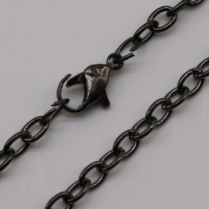 50 pcs of Ready to wear Chunky Cable Chain Necklace 60cm (about 24inch) - Gunmetal  5x3.5mm 0.9mm Cable Chain Necklace w/ Lobster Clasp