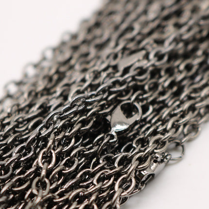 50 pcs of Ready to wear Chunky Cable Chain Necklace 60cm (about 24inch) - Gunmetal  5x3.5mm 0.9mm Cable Chain Necklace w/ Lobster Clasp