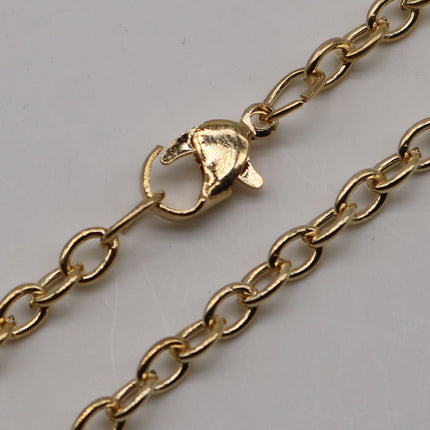 50 pcs Ready to wear Chunky Cable Chain Necklace 60cm (about 24inch) - Pinky Gold (Rose Gold) 5x3.5mm 0.9mm Chain Necklace w/ Lobster Clasp