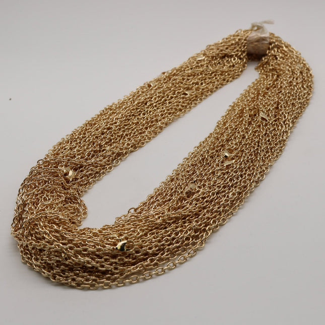 50 pcs Ready to wear Chunky Cable Chain Necklace 60cm (about 24inch) - Pinky Gold (Rose Gold) 5x3.5mm 0.9mm Chain Necklace w/ Lobster Clasp