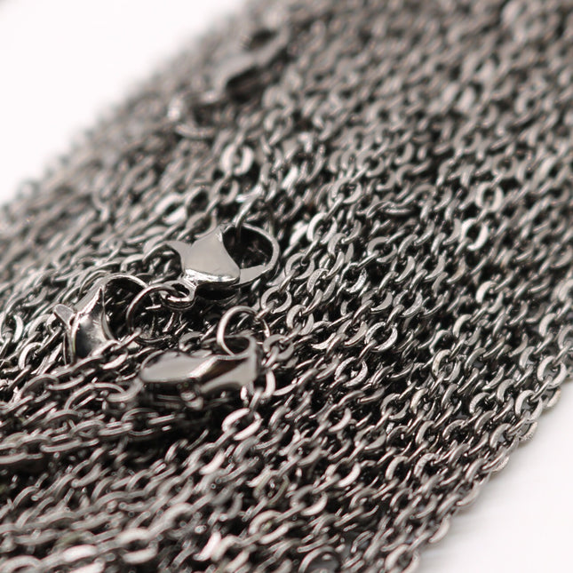 10 pcs of 24 inch Flat Cable Chain - Gunmetal Plated - 2x3mm Link