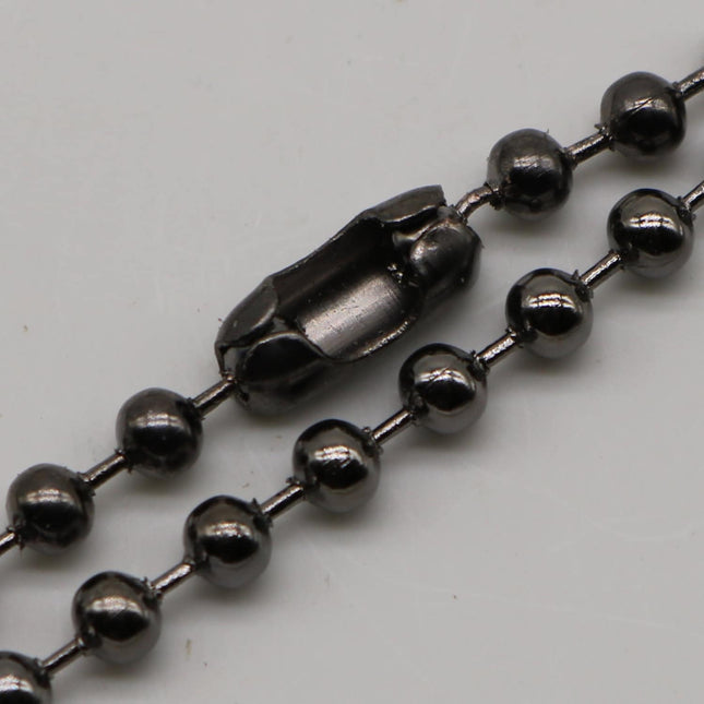 10 pcs of 24 inch Chunky Ball Chain Necklace - Gunmetal 3.2mm Ball Chain Necklace - Dog Tag Military Jewelry