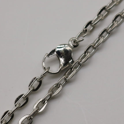 50 pcs of 24 inch Flat Cable Chain Necklace With Lobster Clasp - Rhodium Plated - 3x4mm Link