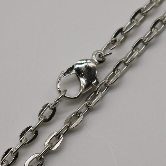 50 pcs of 24 inch Flat Cable Chain Necklace With Lobster Clasp - Rhodium Plated - 3x4mm Link