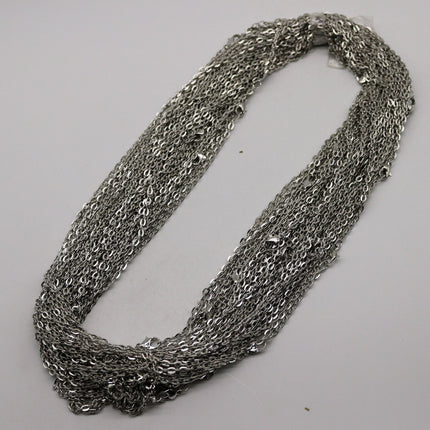 20 pcs of 24 inch Flat Cable Chain Necklace With Lobster Clasp - Rhodium Plated - 3x4mm Link