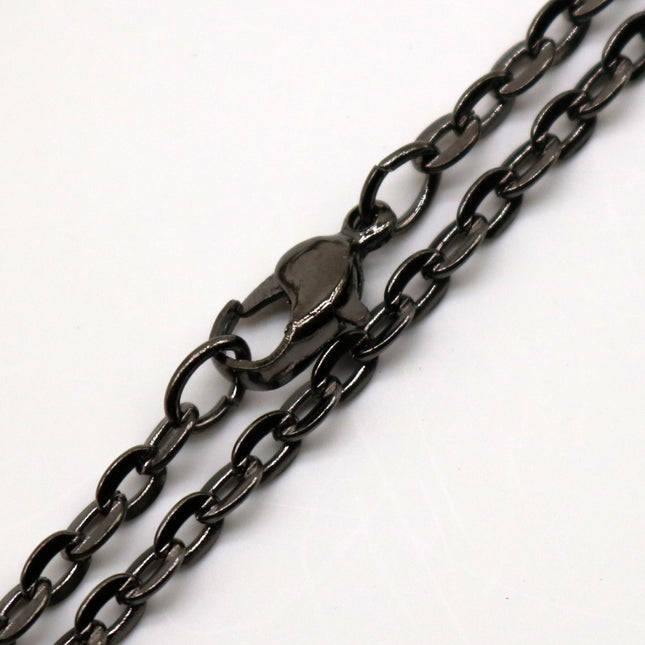 20 pcs of 24 inch Flat Cable Chain Necklace With Lobster Clasp - Gunmetal Plated - 3x4mm Link