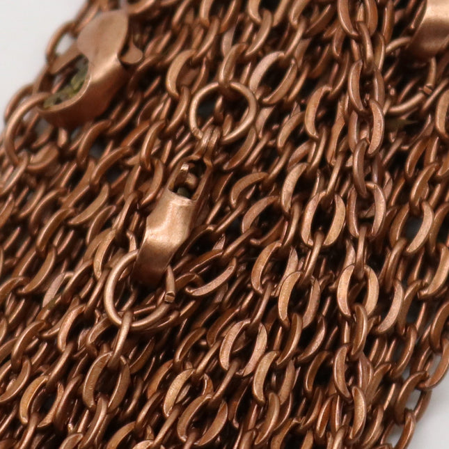 20 pcs of 24 inch Flat Cable Chain Necklace With Lobster Clasp - Antique Copper Plated - 3x4mm Link