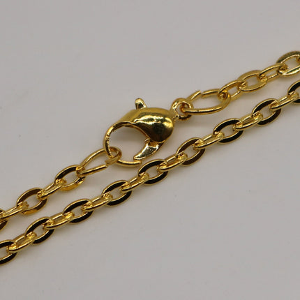 50 pcs of 24 inch Flat Cable Chain Necklace With Lobster Clasp - Gold Plated - 3x4mm Link