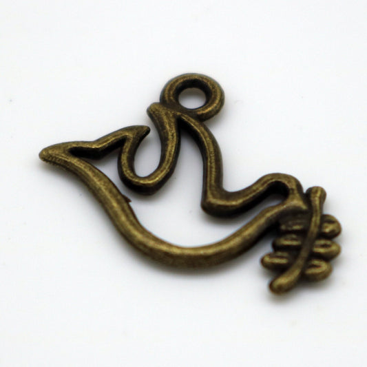 20 pcs Antique Brass Alloy Charm, Pigeon Charm - 18x14mm, Antique Bronze connector, charm - ship from California USA MC077