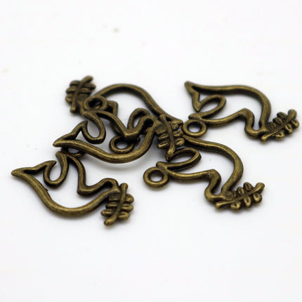 20 pcs Antique Brass Alloy Charm, Pigeon Charm - 18x14mm, Antique Bronze connector, charm - MC077