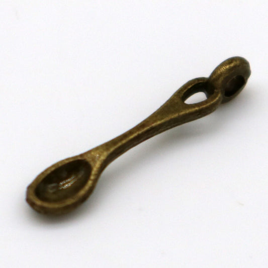 50 pcs Antique Brass Alloy Charm, Spoon Charm, Dangle, Pendant - 17x3mm, Antique Bronze - from California USA MC186