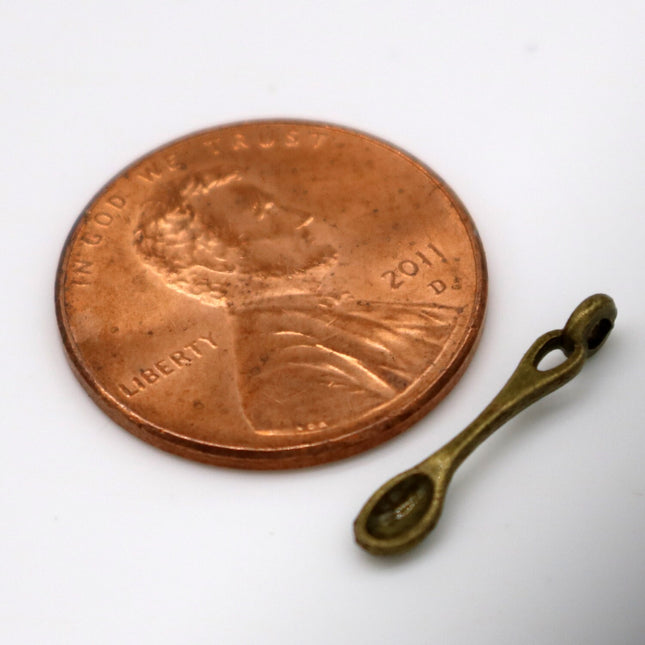 50 pcs Antique Brass Alloy Charm, Spoon Charm, Dangle, Pendant - 17x3mm, Antique Bronze - MC186