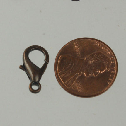100 pcs 16x8mm Antique Copper extra LARGE 16mm 5/8 inch lobster claw clasp
