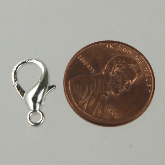 100 pcs 16x8mm Sterling Silver Plated extra LARGE 16mm 5/8 inch lobster claw clasp