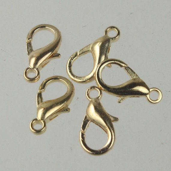100 pcs 16x8mm Gold Plated extra LARGE 16mm 5/8 inch lobster claw clasp - Ship from California USA