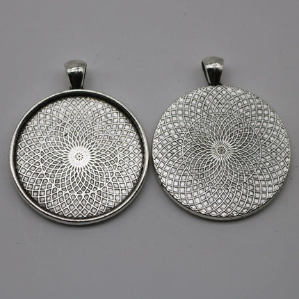 20 pcs Round Antique Silver Bezel - for 35mm app. 1-3/8 inch - Circle Pendant Blank Bezel . for Cabochon Cameo Pendants, Photo Jewelry, Post